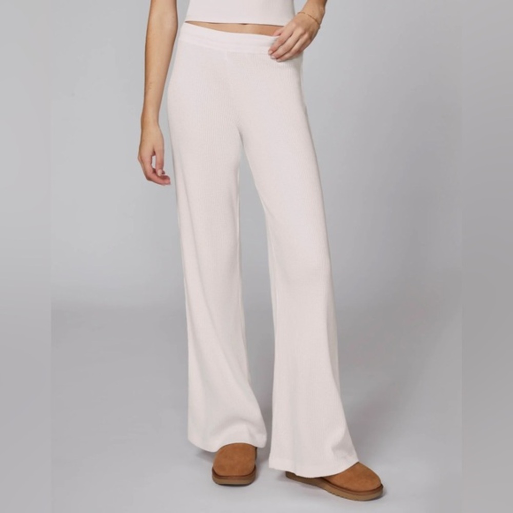 Florence by Mills Chunky Thermal Wide Leg Pants in Jet Stream White
